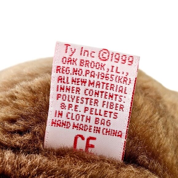 Ty 1999 Britannia Beanie Buddy Plush Brown Bear 13" Hand Made Pellet Bottom - Picture 5 of 9